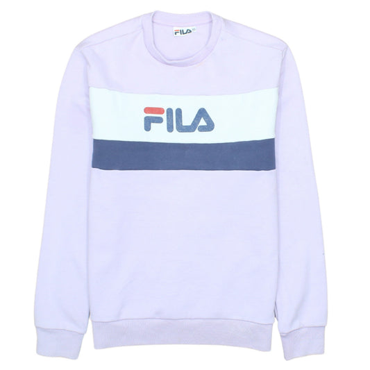 Fila Mens Purple Logo Sweatshirt XS Crew Neck Pullover Retro Sportswear