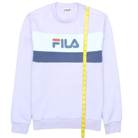 Fila Mens Purple Logo Sweatshirt XS Crew Neck Pullover Retro Sportswear