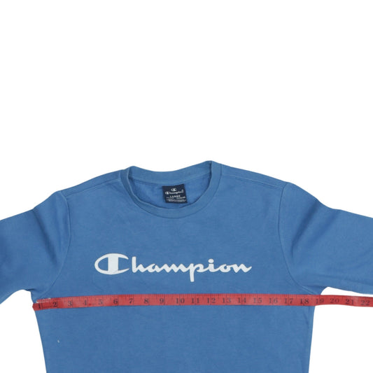 Champion Boys Blue Logo Sweatshirt Pullover 11-12 Years Crew Neck