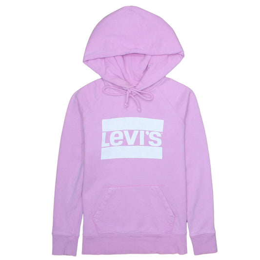 Levi's Womens Pink Pullover Hoodie XXS Logo Front Cotton Blend