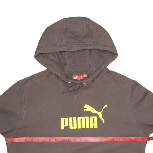 Puma Men's Brown Pullover Hoodie M Logo Sportswear Cotton Blend