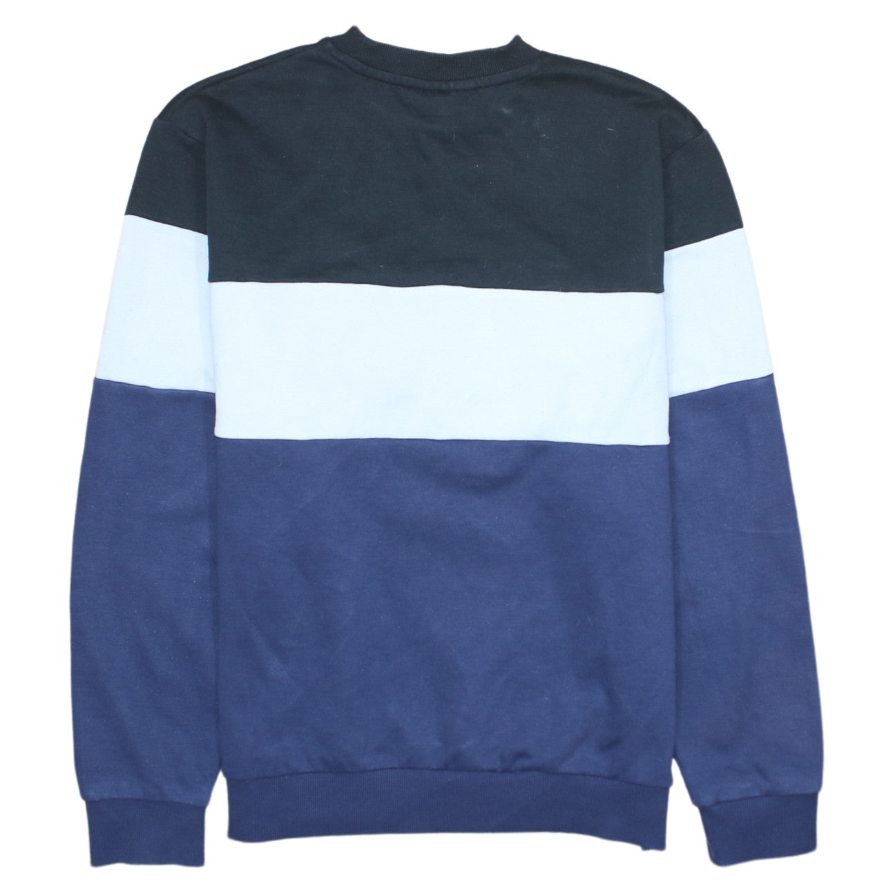 FILA Mens L Sweatshirt Blue Black White Colourblock Logo Crew Neck