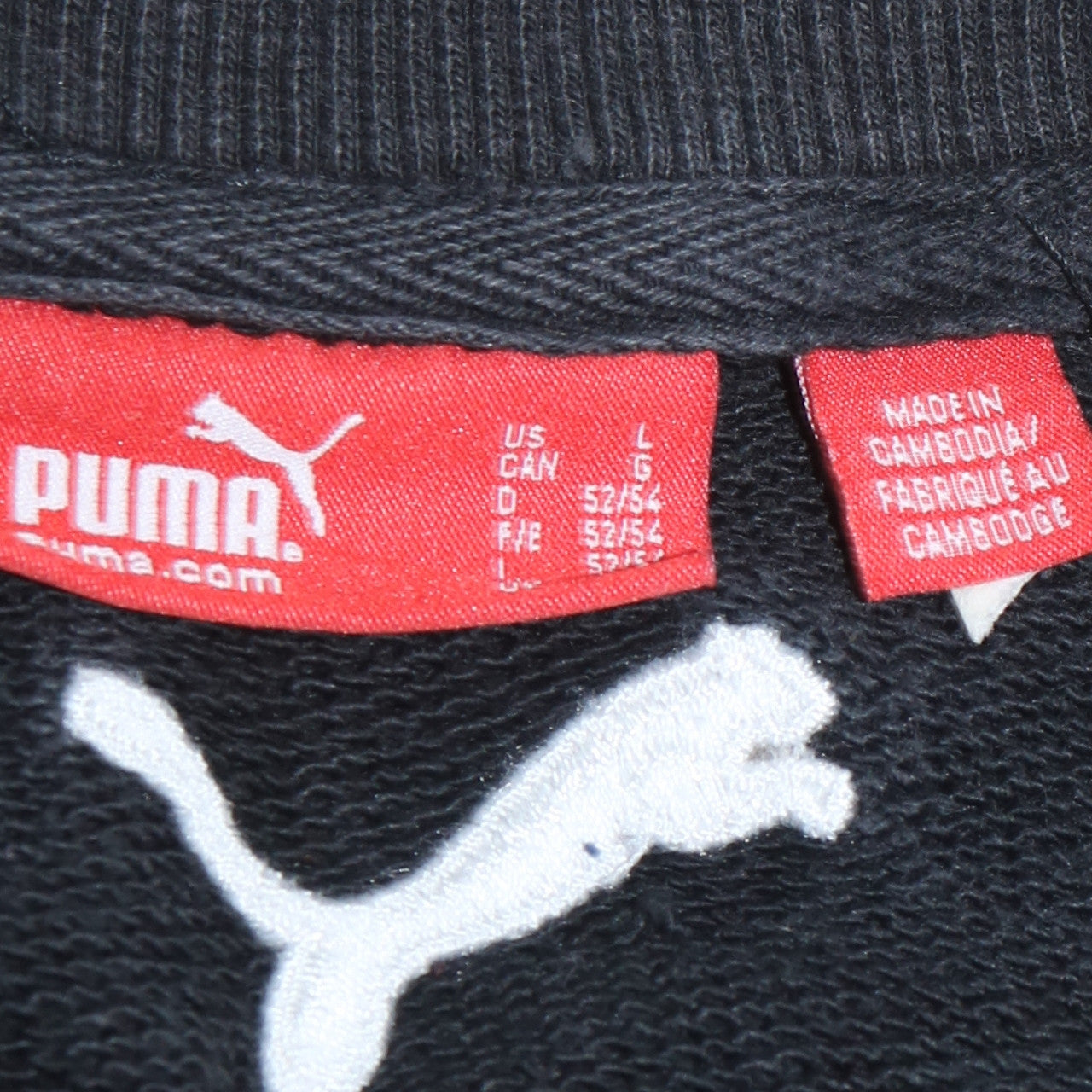 Puma Men's Black L Sweatshirt Crew Neck Long Sleeve Sports Logo
