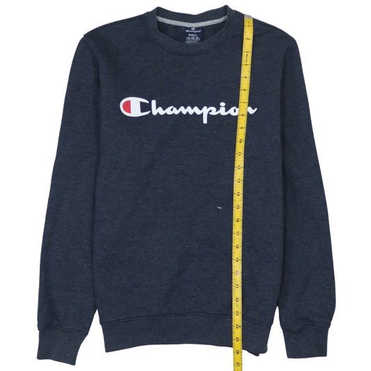 Champion Mens Blue Small Pullover Sweatshirt Logo Crew Neck