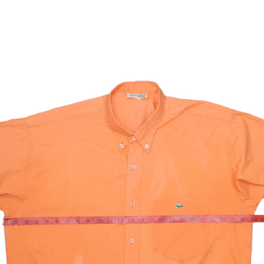 Lacoste Men's Orange Long Sleeve Cotton Button-Up Shirt L