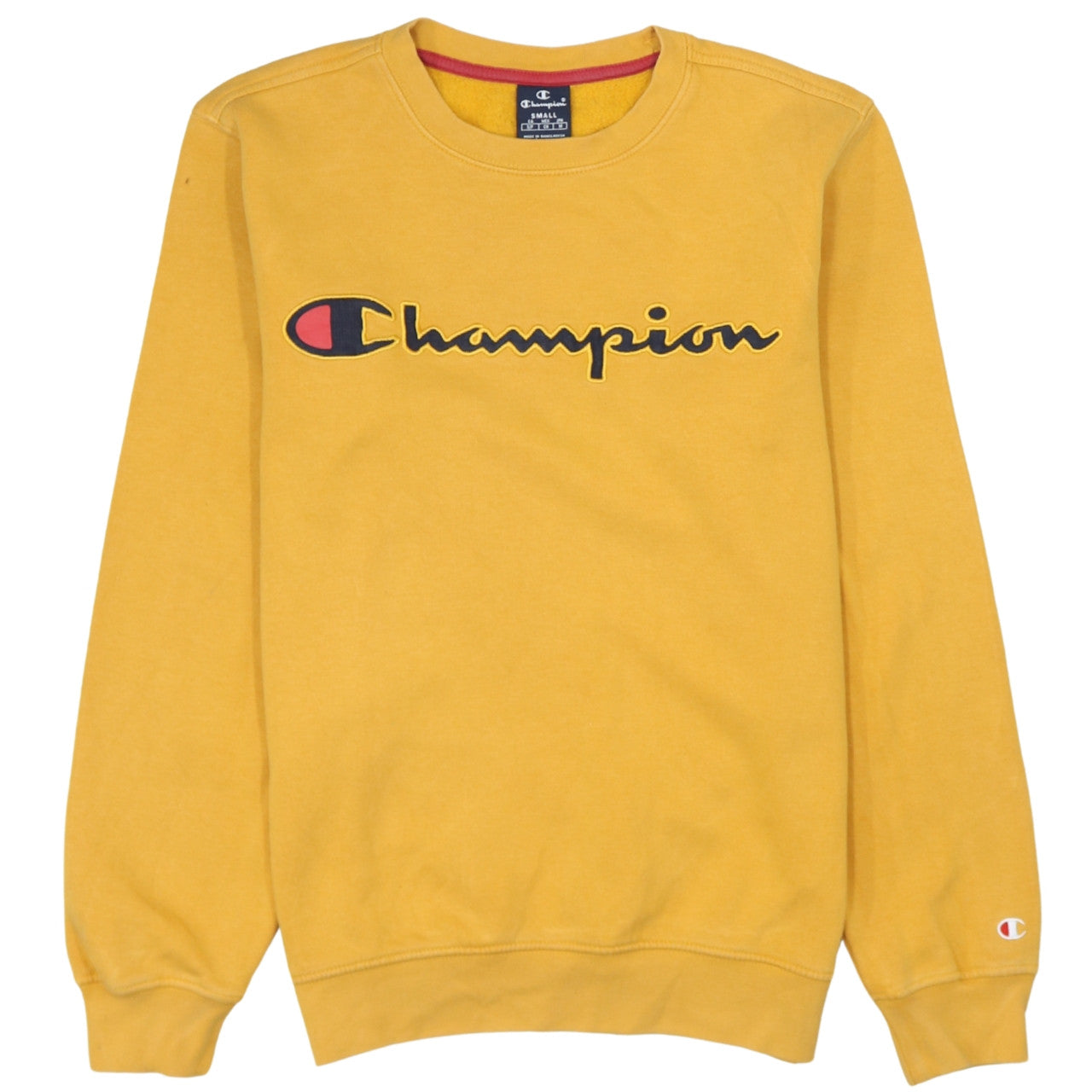 Champion Men's Yellow Small Pullover Sweatshirt Logo Fleece