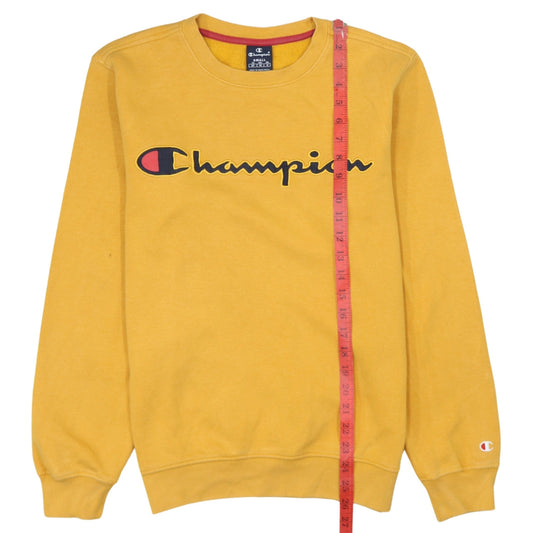 Champion Men's Yellow Small Pullover Sweatshirt Logo Fleece