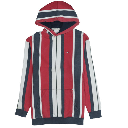 Tommy Jeans Mens Multicoloured Striped Pullover Hoodie Size L