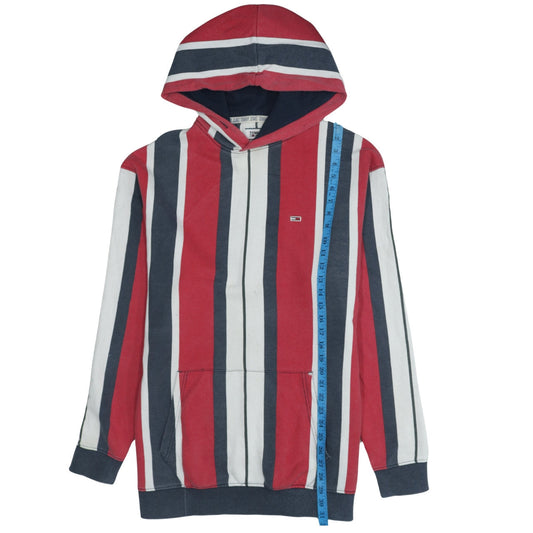 Tommy Jeans Mens Multicoloured Striped Pullover Hoodie Size L