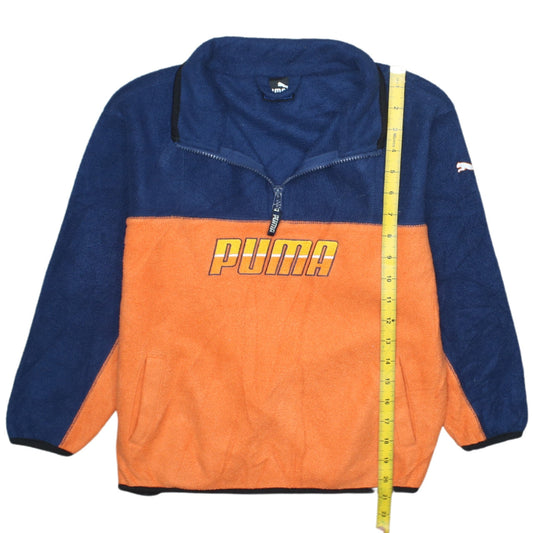 Puma Boys Blue Orange Fleece 1/4 Zip Sweatshirt Age 7-8 Years