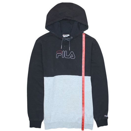 Fila Men’s Black Grey Pullover Hoodie L Logo Graphic Sweatshirt