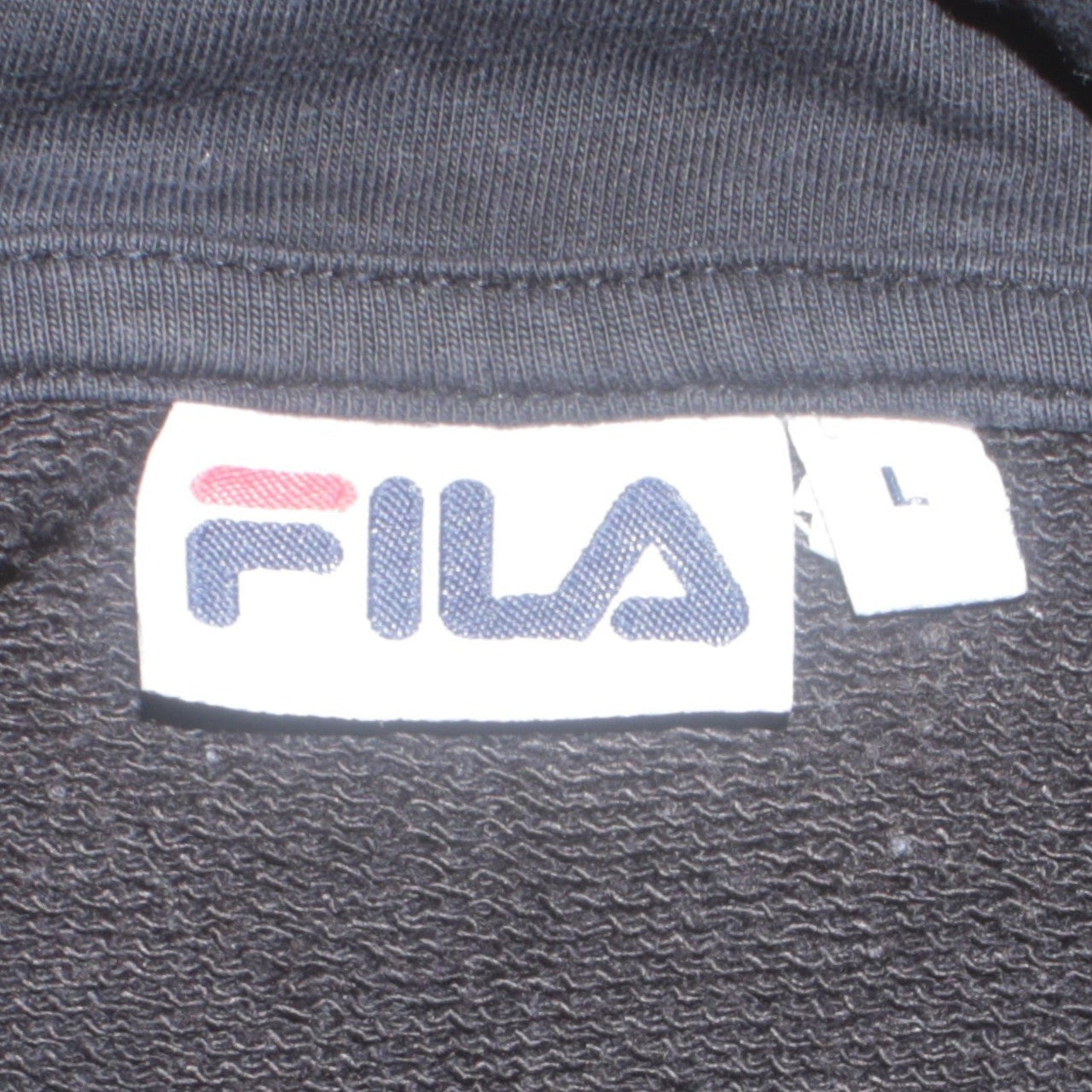 Fila Men’s Black Grey Pullover Hoodie L Logo Graphic Sweatshirt