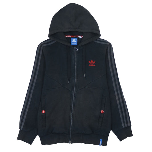 Adidas Men’s Black Full Zip Hoodie Small Logo Sports Jacket