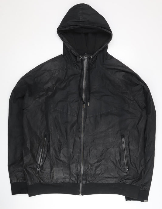 Nike Men’s Black L 42"-44" Hooded Windbreaker Jacket Full Zip Polyester