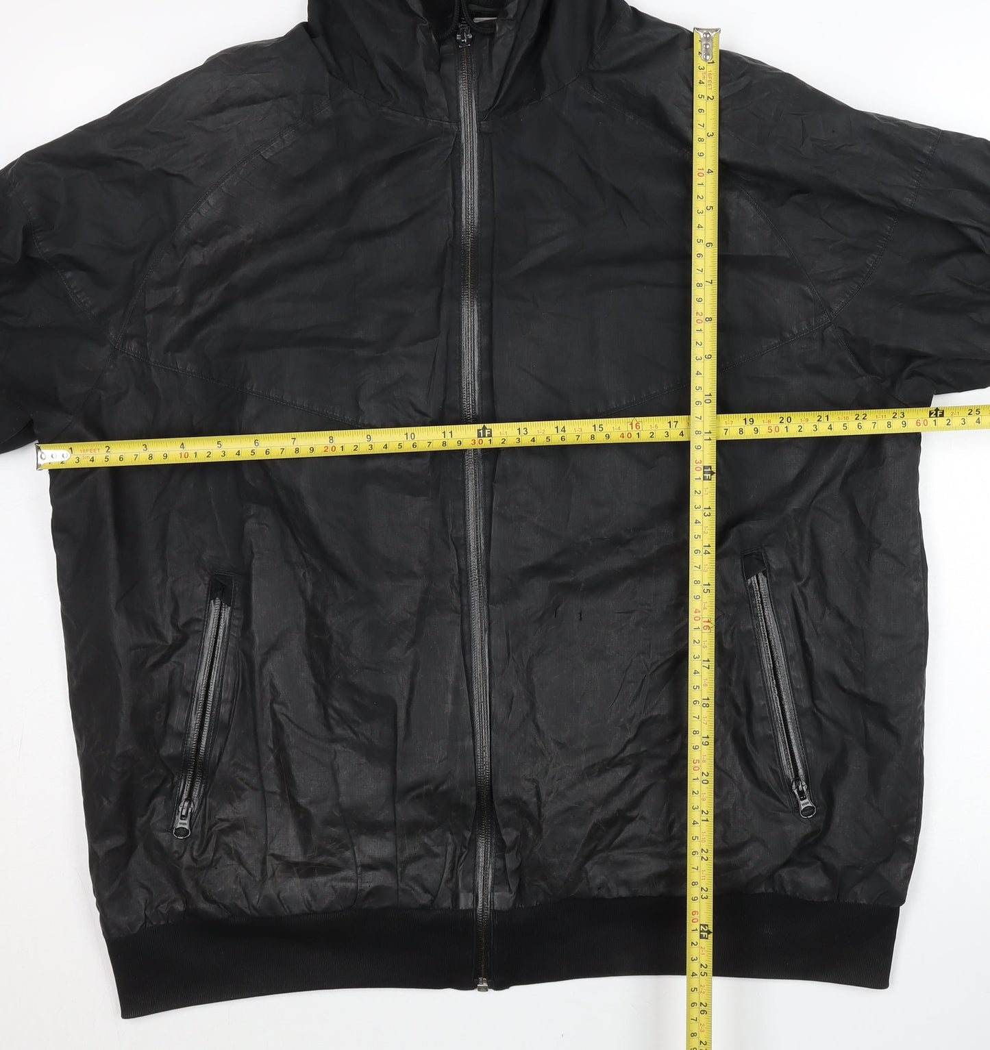 Nike Men’s Black L 42"-44" Hooded Windbreaker Jacket Full Zip Polyester