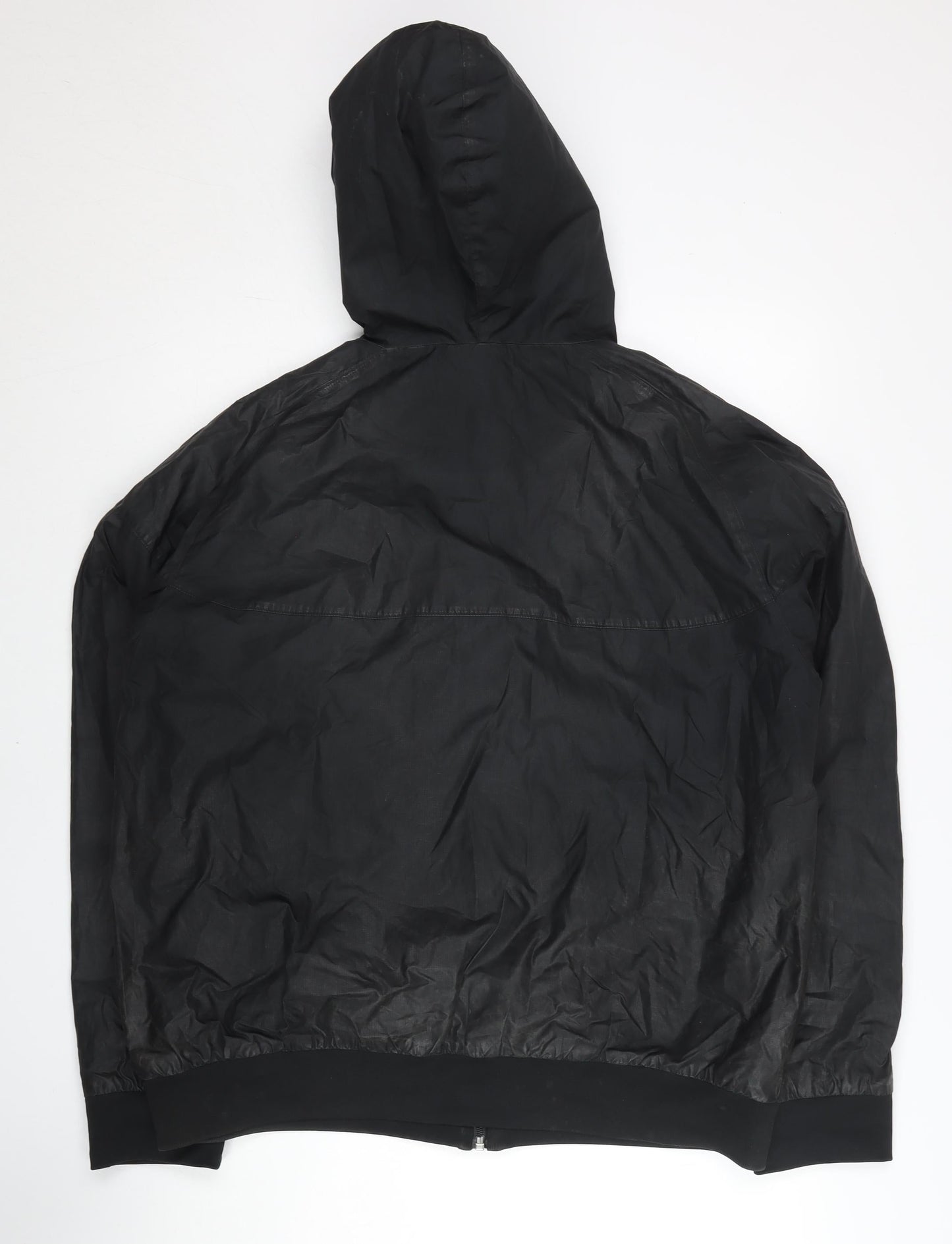 Nike Men’s Black L 42"-44" Hooded Windbreaker Jacket Full Zip Polyester