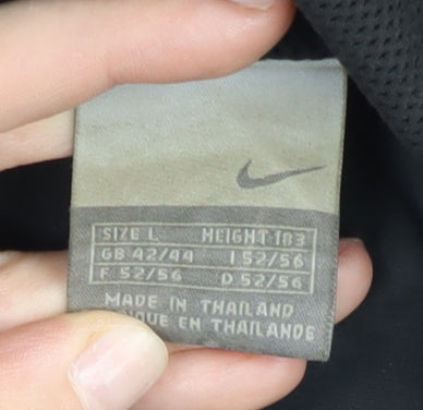 Nike Men’s Black L 42"-44" Hooded Windbreaker Jacket Full Zip Polyester