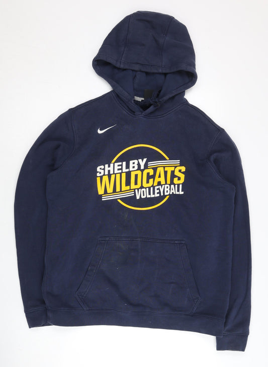 Mens UK M Regular Nike Blue Pullover Hoodie