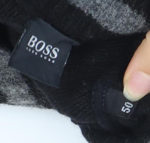 Hugo Boss Men’s Black Wool Cashmere V-Neck Pullover Jumper L