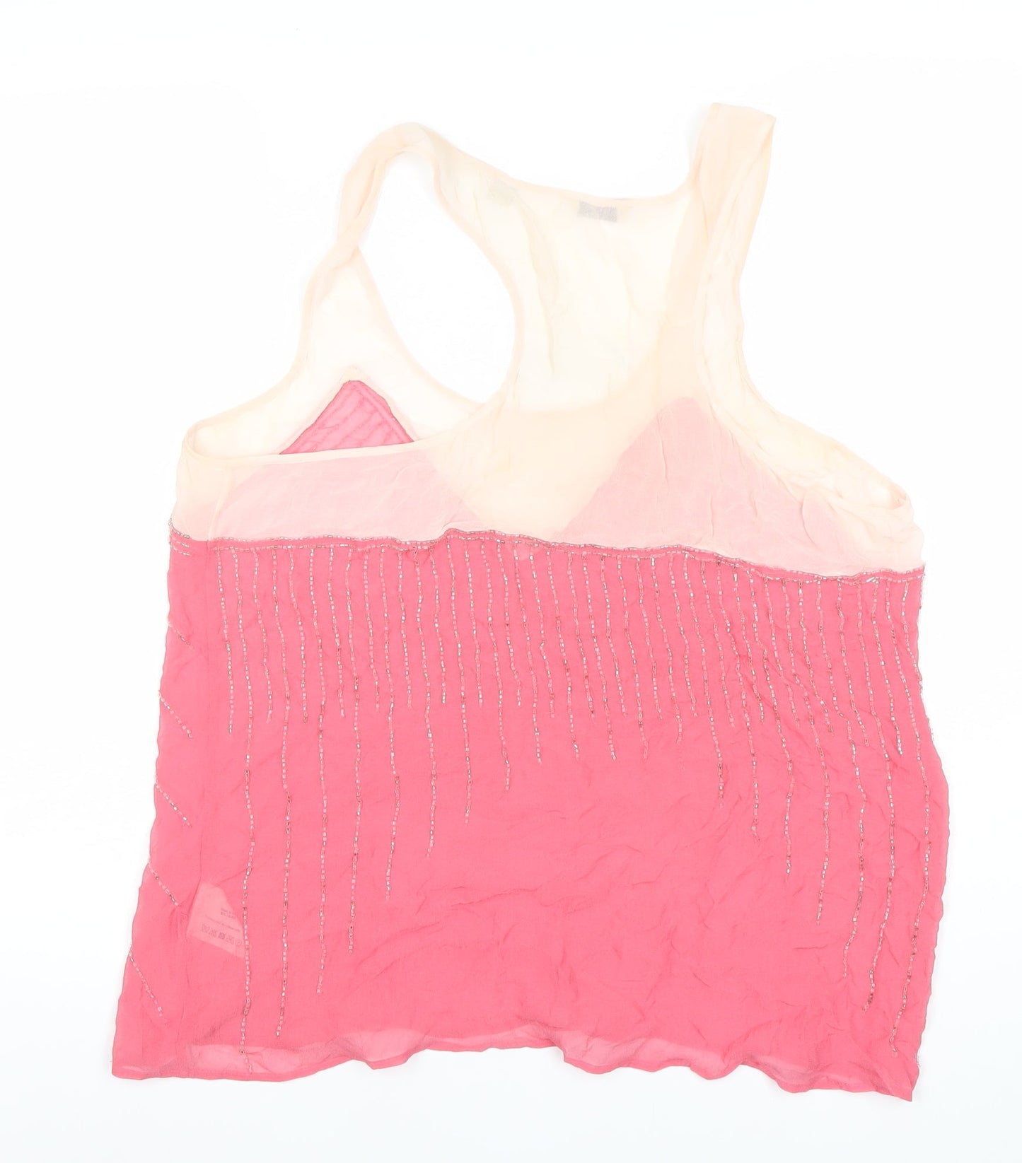 Jack Wills Womens Pink Silk Beaded Tank Top Size 14