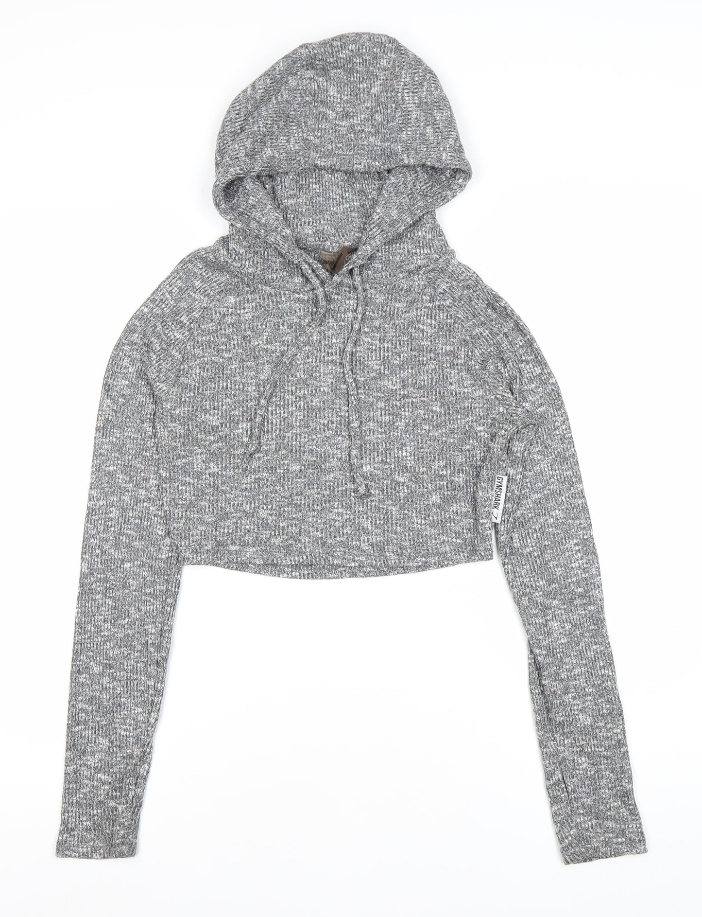 Gymshark Womens Grey Cropped Pullover Hoodie Size M