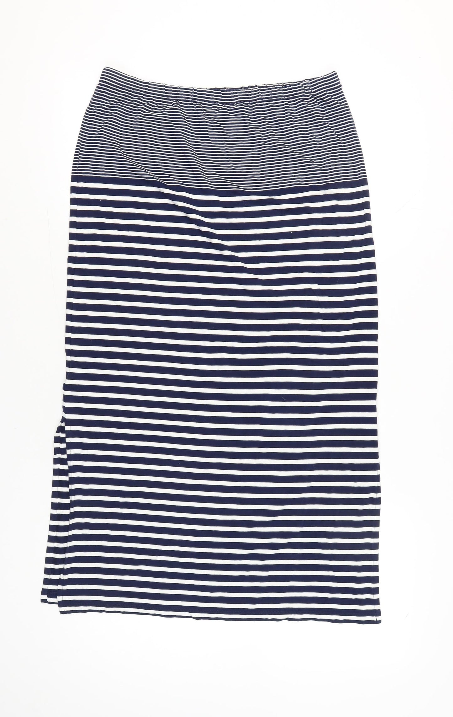 White Stuff Women’s Blue Striped Jersey Pencil Skirt Size 14