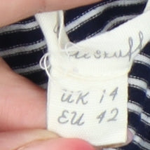 White Stuff Women’s Blue Striped Jersey Pencil Skirt Size 14