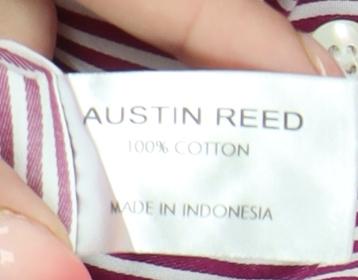 Austin Reed Men’s Red Striped 15.5 Long Sleeve Cotton Formal Dress Shirt