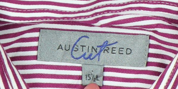 Austin Reed Men’s Red Striped 15.5 Long Sleeve Cotton Formal Dress Shirt