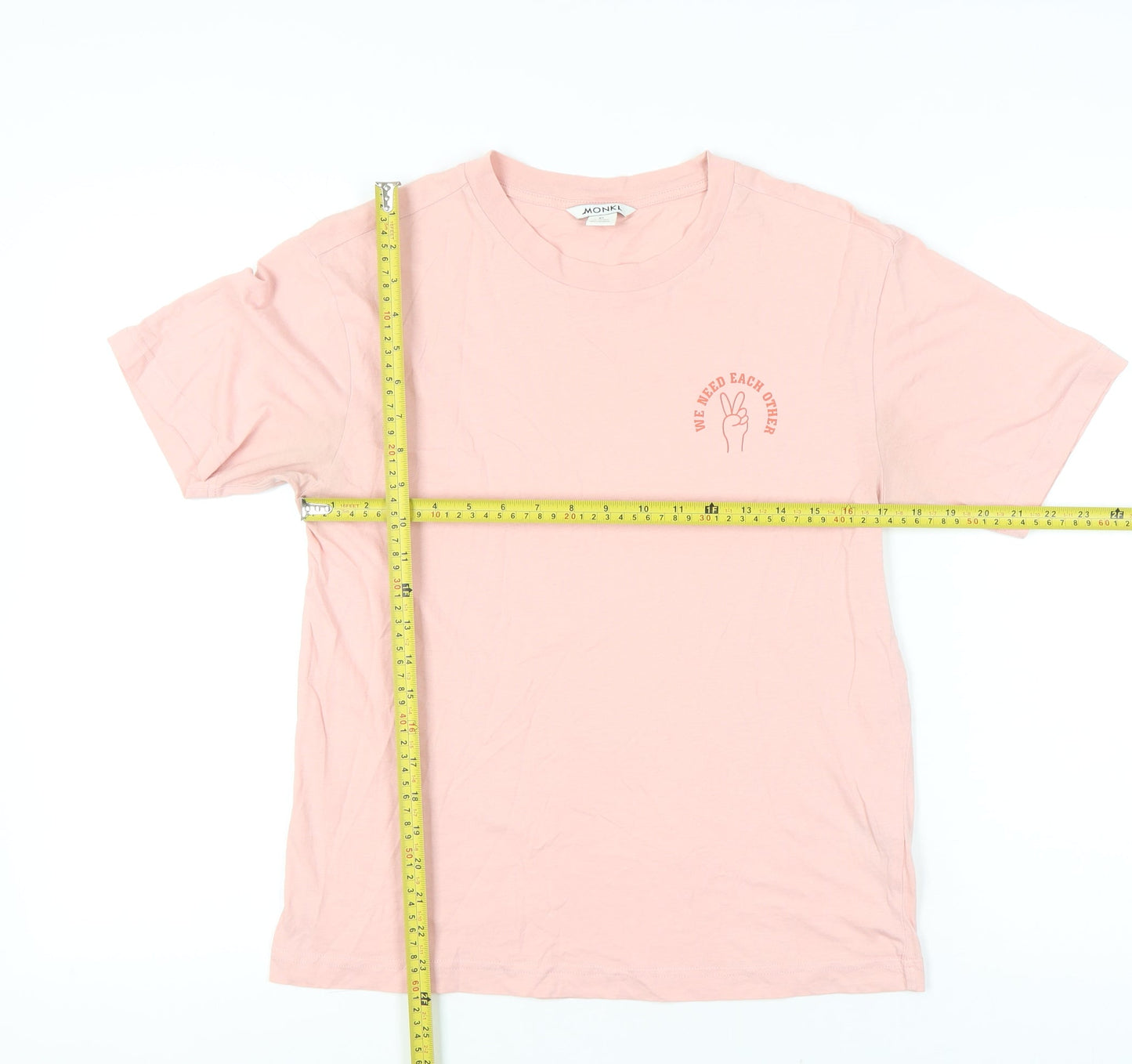 Monki Womens Pink XS Crew Neck Short Sleeve Cotton T-Shirt