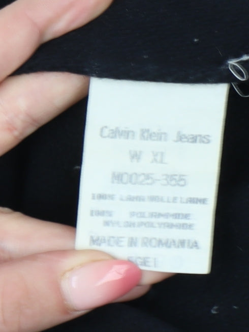 Calvin Klein Jeans Womens Black Wool Jacket XL Casual Zip Up