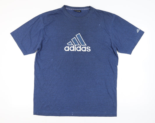 Adidas Men’s Blue Logo Crew Neck Short Sleeve T-Shirt Size L