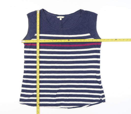 FatFace Women’s Blue Striped Cotton Tank Top Size 14 Nautical Casual