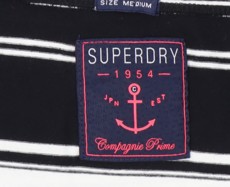 Superdry Women's Black Striped Bodycon Off Shoulder Dress M