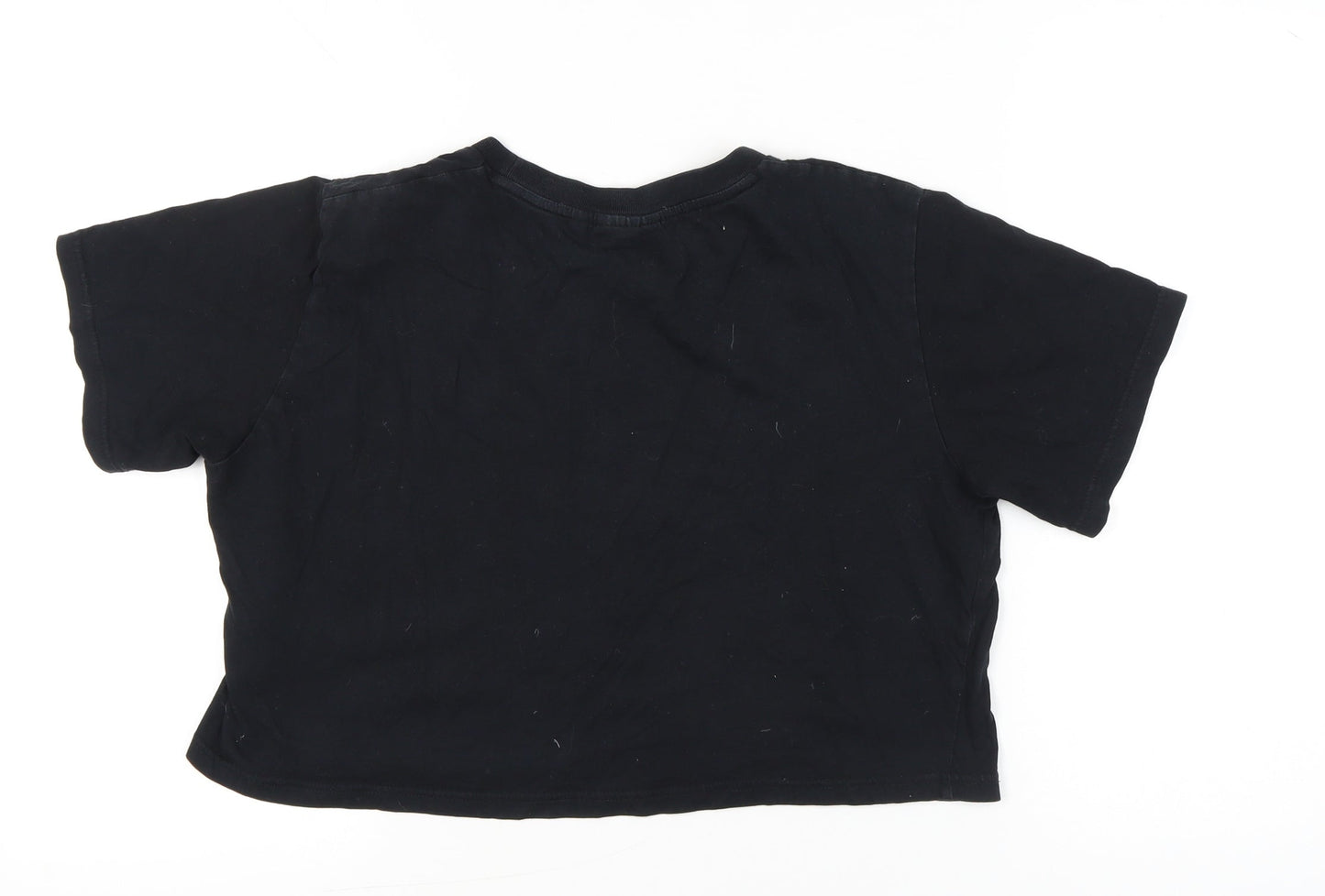 Fila Womens Black Cropped T-Shirt Crew Neck Size M Casual