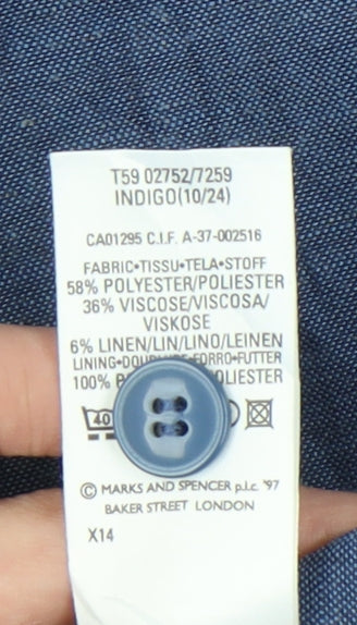 Marks and Spencer Women's Blue Size 10 Pencil Skirt High Waist Lined