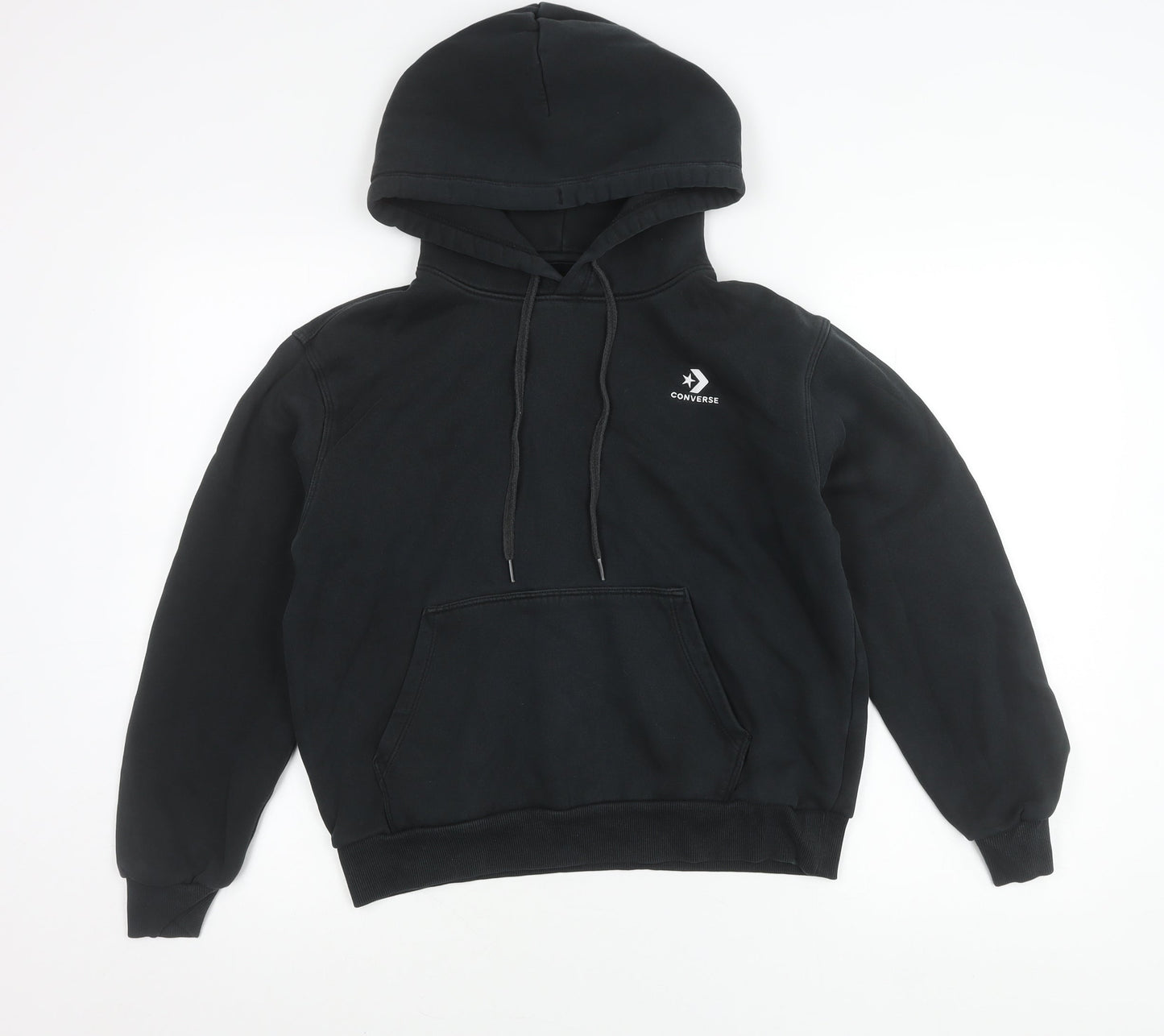 Converse Unisex Black Pullover Hoodie Small Logo Sweatshirt