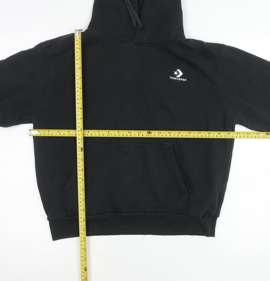 Converse Unisex Black Pullover Hoodie Small Logo Sweatshirt