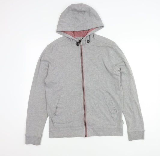 Ted Baker Men’s Grey Hooded Full Zip Jacket Size M Cotton Blend