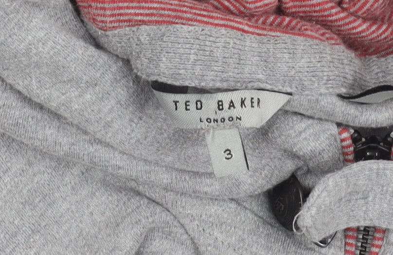 Ted Baker Men’s Grey Hooded Full Zip Jacket Size M Cotton Blend