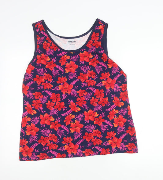 Lands' End Women’s Multicoloured Floral Tank Top XL Cotton Scoop Neck