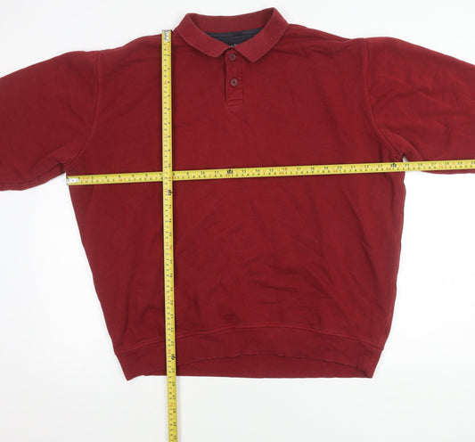 James Pringle Men’s Red XL Long Sleeve Cotton Blend Polo Shirt