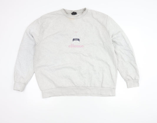 Ellesse Women’s Grey Sweatshirt UK 10 Pullover Crew Neck Cotton Blend