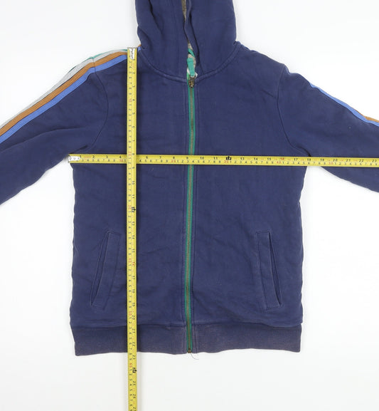 Boden Boys Blue Hooded Jacket 11-12Y Cotton Blend Full Zip Fleece Lined