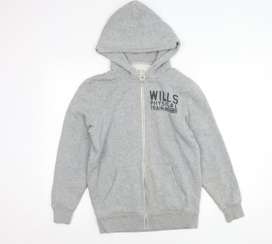 Jack Wills Mens Grey XS Hooded Full Zip Fleece Jacket