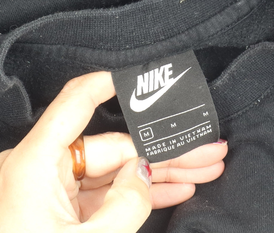 Nike Mens Black M Pullover Crew Neck Sweatshirt Logo Sports