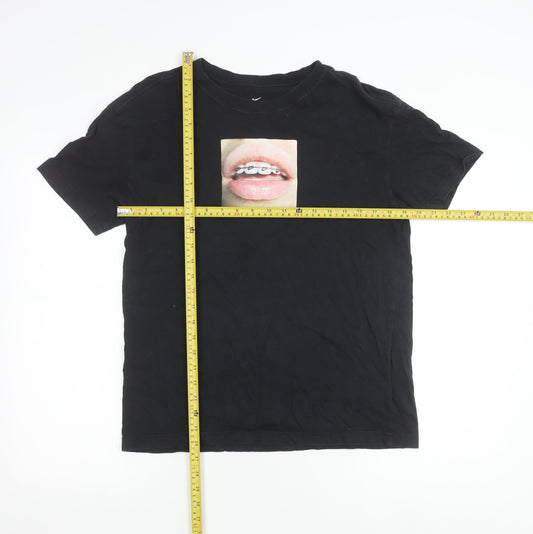 Nike Mens Black Graphic Print Cotton T-Shirt Size S Crew Neck