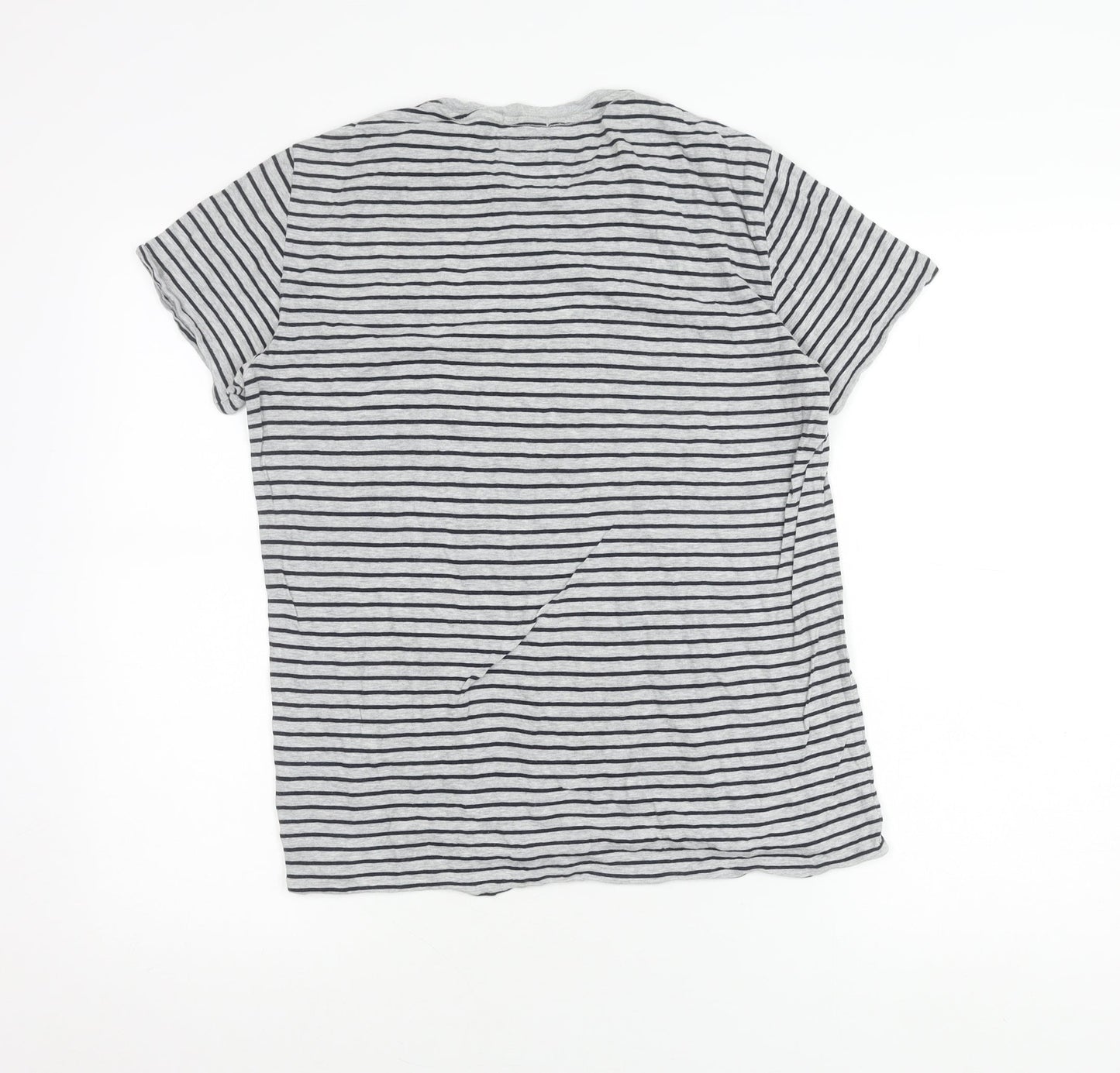 AllSaints Womens Grey Striped Cotton T-Shirt Size S Casual Top