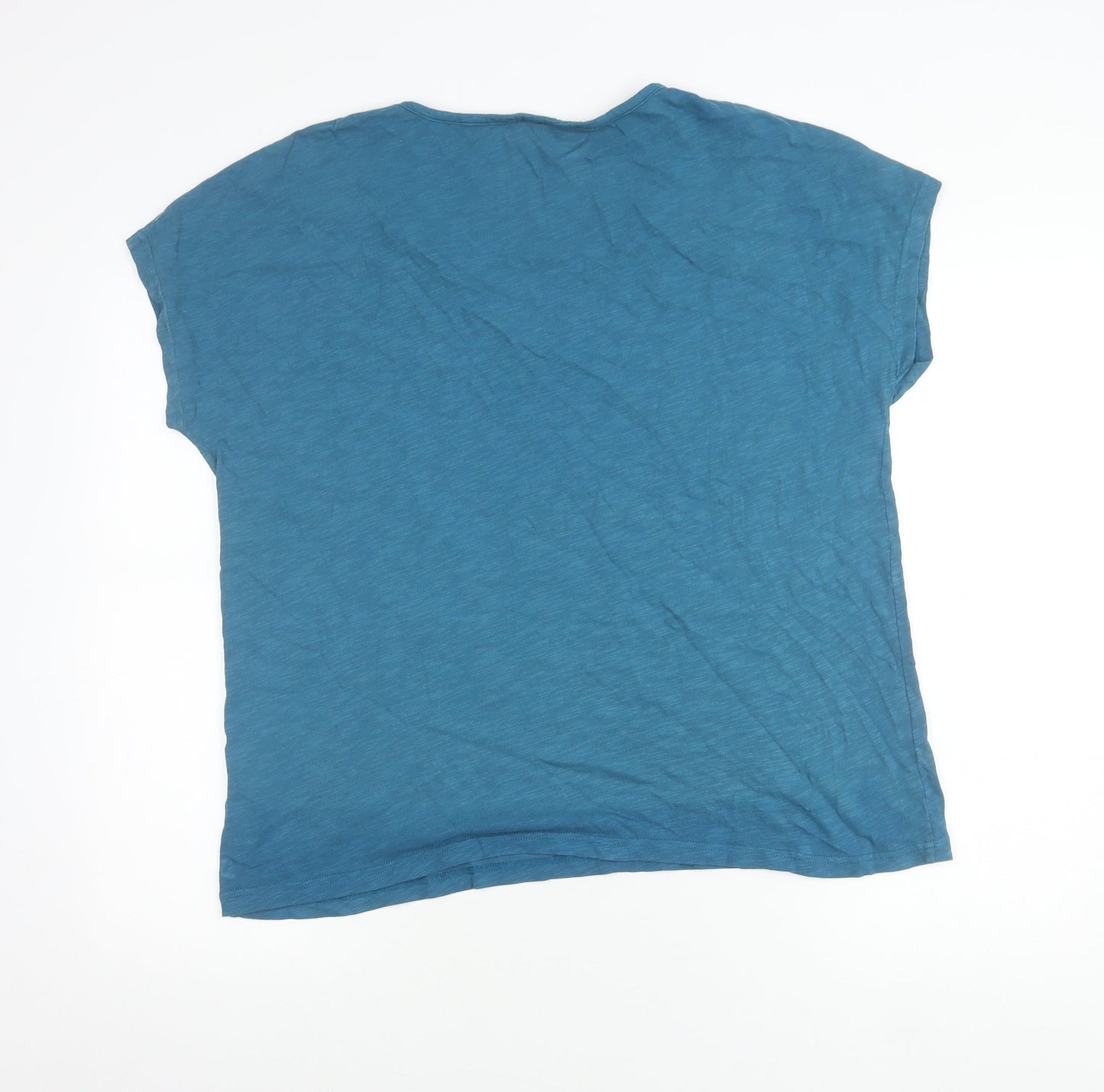 Mousqueton Womens Blue Cotton V-Neck T-Shirt Size 14 Casual