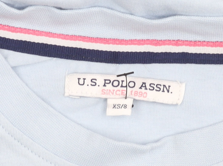 U.S. Polo Assn. Womens Blue XS Regular Cotton Short Sleeve T-Shirt
